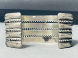 Giant Vintage Native American Navajo 7 Rail Sterling Silver Bracelet-Nativo Arts