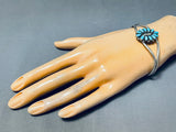 Lovely Vintage Native American Navajo Blue Gem Turquoise Sterling Silver Bracelet-Nativo Arts