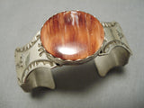 Exquisite Vintage Native American Navajo Red Spiny Oyster Shell Sterling Silver Bracelet Cuff-Nativo Arts