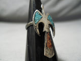 Eye-catching Vintage Native American Navajo Turquoise Sterling Silver Ring Old-Nativo Arts