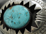 Very Rare Aqua Turquoise Vintage Native American Navajo Sterling Silver Bracelet Cuff Old-Nativo Arts