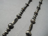 Very Old Hand Tooled Vintage Native American Navajo Sterling Silver Bead Necklace Old-Nativo Arts