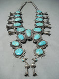 Women's Vintage Native American Navajo Huge Turquoise Sterling Silver Squash Bloossom Necklace-Nativo Arts