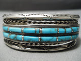 One Of The Best Vintage Native American Navajo Bisbee Turquoise Sterling Silver Bracelet Old-Nativo Arts