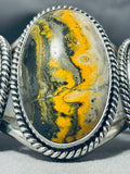 Best 3 Stone Honeybee Jasper Vintage Native American Navajo Sterling Silver Bracelet-Nativo Arts