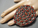 One Of The Biggest Ever Navajo Coral Sterling Silver Native American Ring-Nativo Arts