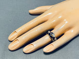 14k Solid Gold Vintage Native American Navajo Pearl Jet Ring-Nativo Arts