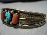 Native American Superior Vintage Duel Bead Turquoise Sterling Silver Bracelet Cuff Old-Nativo Arts