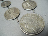 Astounding Navajo Sterling Silver Coin Necklace Native American-Nativo Arts