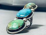 45 Gram Colossal Vintage Native American Navajo Turquoise Sterling Silver Ring-Nativo Arts