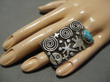 Rare Vintage Native American Navajo Blue Diamond Turquoise Sterling Silver Ring-Nativo Arts
