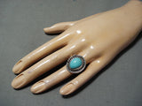Big Domed Turquoise Vintage Native American Navajo Sterling Silver Ring Old-Nativo Arts