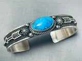 Important Al Jake Native American Navajo Deep Blue Turquoise Sterling Silver Bracelet-Nativo Arts