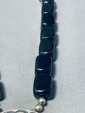 Chunky Onyx Vintage Native American Navajo Turquoise Sterling Silver Necklace-Nativo Arts