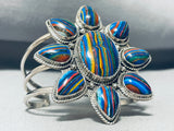 One Of The Best Vintage Native American Navajo Rainbow Calsilica Sterling Silver Bracelet-Nativo Arts