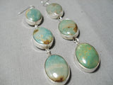 Long 3 Tier Navajo Royston Turquoise Native American Sterling Silver Earrings-Nativo Arts