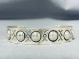 Advanced Work Al Cleveland Native American Navajo Signed Sterling Silver Solid Bracelet-Nativo Arts
