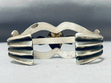 Superb Vintage Native American Navajo Candelaria Turquoise Sterling Silver Cast Bracelet-Nativo Arts