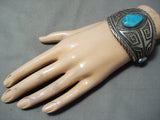 Clyde Begay Vintage Native American Navajo Kingman Turquoise Sterling Silver Bracelet Old-Nativo Arts