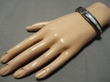 Native American Detailed!! Vintage Kokopelli Opal Inlay Sterling Silver Bracelet Old-Nativo Arts