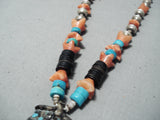 One Of The Best Choker Vintage Native American Navajo Turquoise Coral Sterling Silver Necklace-Nativo Arts