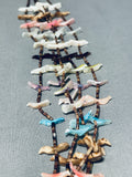 Amazing Vintage Native American Zuni Bird Shell Heishi Sterling Silver Necklace-Nativo Arts