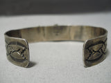 Rare Dancing Animal Vintage Native American Navajo Rare Turquoise Sterling Silver Bracelet Old-Nativo Arts