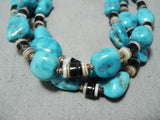 Unbelievable Vintage Native American Navajo Blue Gem Turquoise Heishi Necklace Old-Nativo Arts