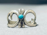 Native American Marvelous Vintage Blue Gem Turquoise Sterling Silver Ring-Nativo Arts