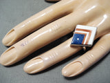 Important Navajo Flag Lapis Sterling Silver Flag Ring Native American-Nativo Arts