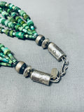 One Of The Finest Native American Navajo Signed Sterling Silver Green Turquoise Necklace-Nativo Arts