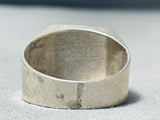 Men's Diamond Shaped Turquoise Vintage Native American Navajo Sterling Silver Ring-Nativo Arts