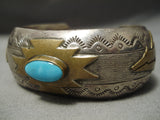 Native American Quality Jery Begay Gold Sterling Silver Bracelet Cuff-Nativo Arts