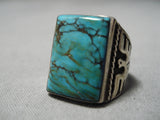 Incredible Vintage Native American Navajo Men's Spiderweb Turquoise Sterling Silver Ring Old-Nativo Arts