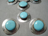 Dynamic Vintage Native American Navajo Blue Gem Turquoise Sterling Silver Necklace & Earring Set Old-Nativo Arts