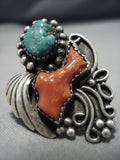 Rare Vintage Hopi Green Turquoise Native American Sterling Silver Ring Old-Nativo Arts