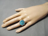 Important Zuni Native American Heavy Thick Sterling Silver Ring-Nativo Arts