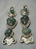 Museum Quality Vintage Native American Navajo Rare Turquoise Sterling Silver Earrings-Nativo Arts