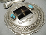 Colossal Vintage Native American Navajo Hand Tooled Sterling Silver Turquoise Concho Belt Old-Nativo Arts