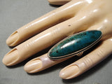 Exceptional Vintage Native American Navajo Turquoise Sterling Silver Ring Old-Nativo Arts