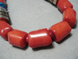 Chunky Coral Singer Native American Navajo Sterling Silver Gold Necklace-Nativo Arts