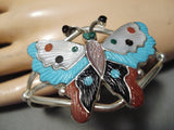 Cute Tammy Pinto Zuni Native American Turquoise Coral Sterling Silver Bracelet-Nativo Arts