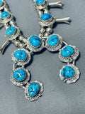 Gasp! Vintage Native American Navajo Blue Turquoise Sterling Silver Squash Blossom Necklace-Nativo Arts