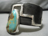 Tremendous Native American Navajo Teardrop Royston Turquoise Sterling Silver Bracelet Cuff-Nativo Arts
