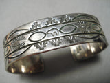 Rare Mary Morgan Vintage Native American Navajo Hand Tooled Sterling Silver Bracelet-Nativo Arts