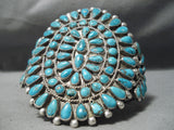 Incredible Vintage Native American Navajo Turquoise Cluster Sterling Silver Bracelet-Nativo Arts