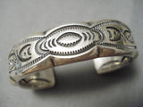 Heavy Advanced Silver Work Vintage Native American Navajo Detailed Sterling Bracelet-Nativo Arts