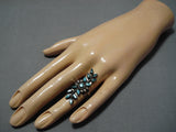 Incredible Vintage Navajo Native American Sterling Silver Green Turquoise Ring-Nativo Arts