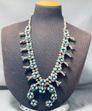 Womens Vintage Native American Navajo Turquoise Sterling Silver Squash Blossom Necklace-Nativo Arts