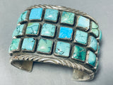 One Of The Best Vintage Native American Navajo Square Turquoise Sterling Silver Bracelet-Nativo Arts
